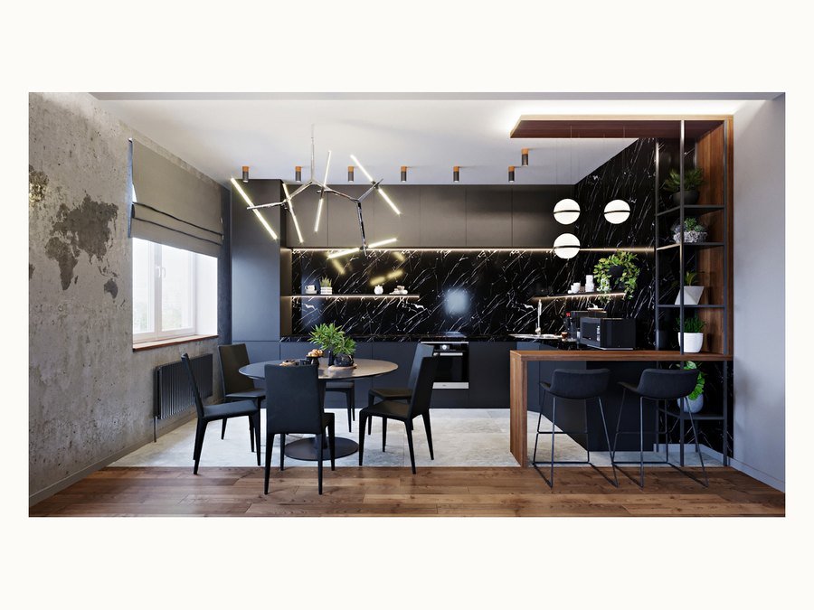 BAOHUI BHC-024 dark kitchen cabinet design