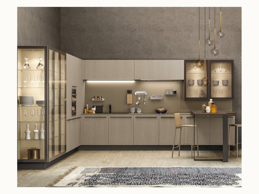 BAOHUI BHC-032 mid-tone kitchen cabinet design