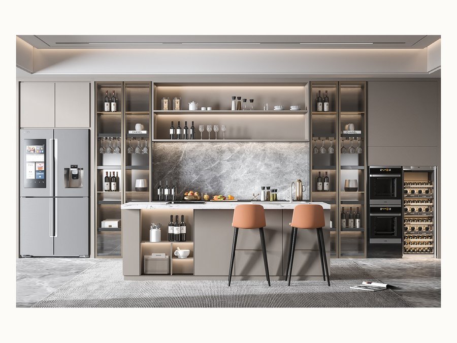 BAOHUI BHC-055 mid-tone kitchen cabinet design