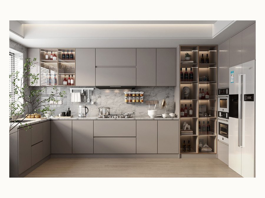 BAOHUI BHC-059 mid-tone kitchen cabinet design