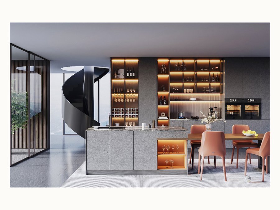 BAOHUI BHC-068 dark kitchen cabinet design