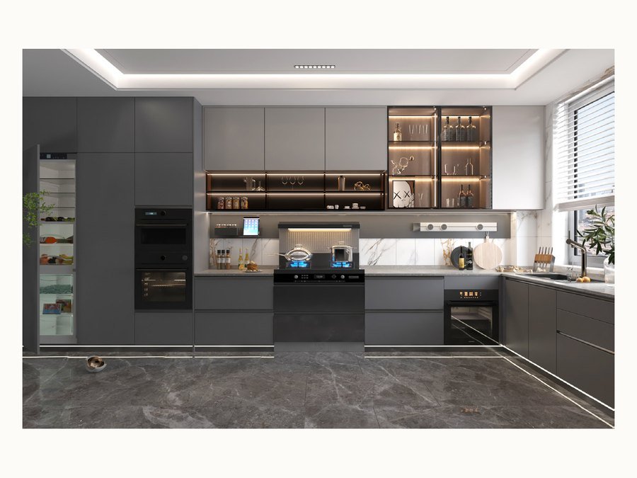 BAOHUI BHC-073 dark kitchen cabinet design
