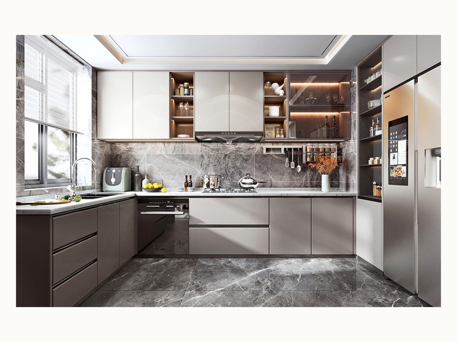 BAOHUI BHC-081 mid-tone kitchen cabinet design