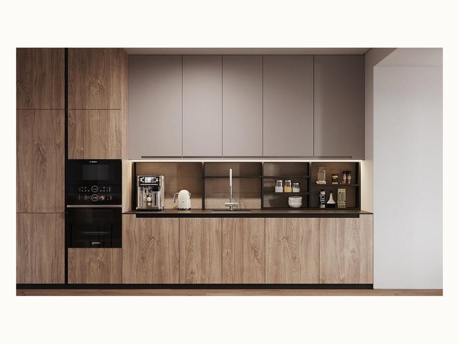BAOHUI BHC-093 mid-tone kitchen cabinet design