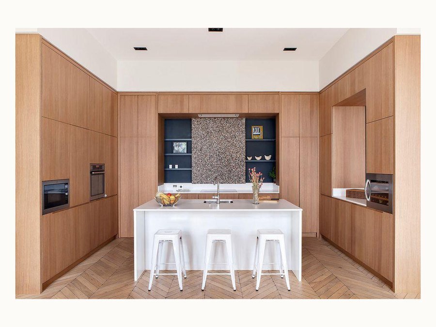 BAOHUI BHC-094 mid-tone kitchen cabinet design