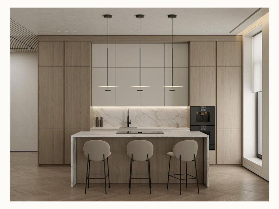BAOHUI BHC-095 mid-tone kitchen cabinet design
