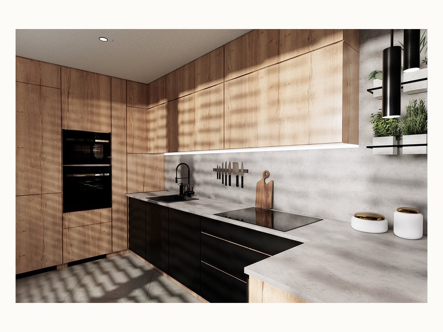 BAOHUI BHC-105 mid-tone kitchen cabinet design