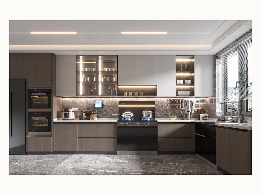 BAOHUI BHC-129 dark kitchen cabinet design