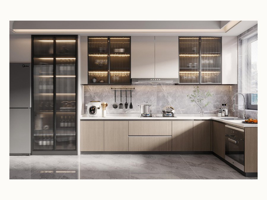 BAOHUI BHC-133 mid-tone kitchen cabinet design