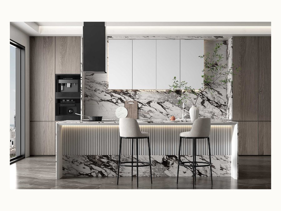 BAOHUI BHC-139 mid-tone kitchen cabinet design