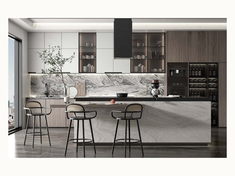 BAOHUI BHC-140 mid-tone kitchen cabinet design