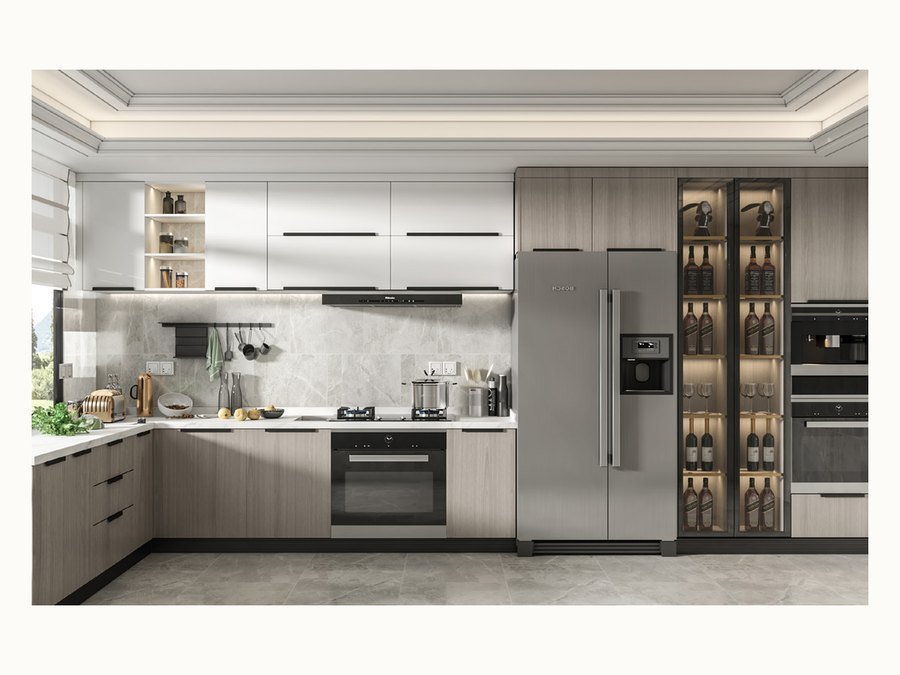 BAOHUI BHC-154 mid-tone kitchen cabinet design